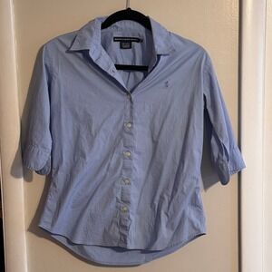 Ralph Lauren Sport Womens Button Down 3/4 Sleeve Length Shirt SZ 12